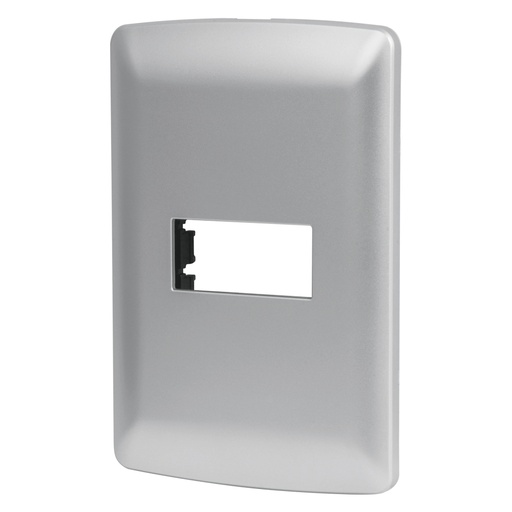 [46397] Placa 1 módulo de ABS, línea italiana, color plata, Volteck PPSE-IP