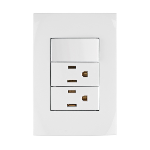 [46489] Placa armada 2 contactos e interruptor, línea Oslo, blanco PA-APCO-O3B