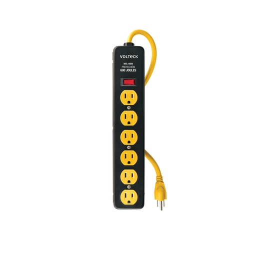 [46719] Multicontacto 14 AWG, 6 entradas sup. de picos 600 J, negro MUL-660N