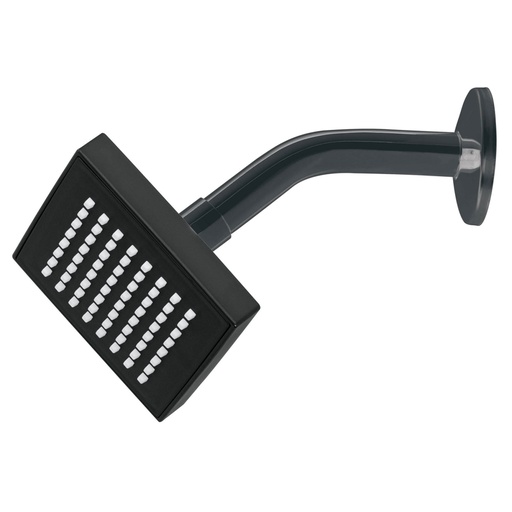 [46744] Regadera cuadrada ABS 4' acabado negro mate con brazo, Foset R-403M