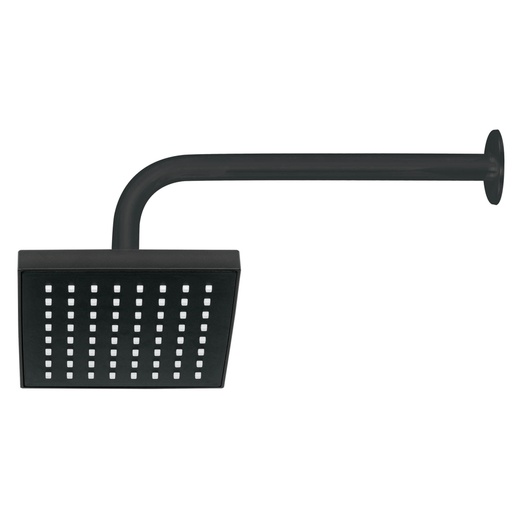 [46746] Regadera cuadrada ABS 6' acabado negro mate con brazo, Foset R-404M