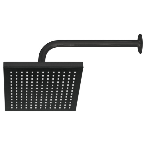 [46748] Regadera cuadrada ABS 8' acabado negro mate con brazo, Foset R-405M