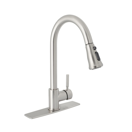 [46769] Monomando para fregadero, cuello extraible, satín, Tubig TBF-84N