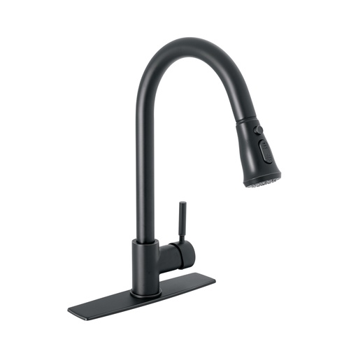 [46770] Monomando para fregadero,cuello extraible,negro mate,Tubig TBF-84M