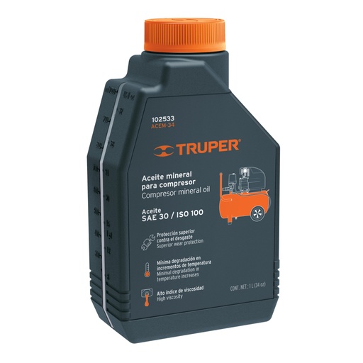 [102533] Aceite mineral para compresor 1000ml (34oz), Truper ACEM-34