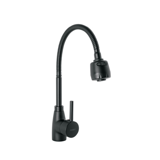 [47388] Monomando para fregadero con cuello flexible, negro, Tubig TBF-87M