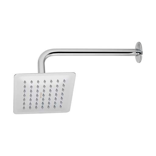 [47736] Regadera cuadrada 6', acero inox, con brazo, cromo, Túbig R-414