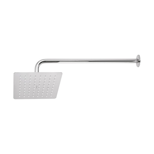[47738] Regadera cuadrada 8', acero inox, con brazo, cromo, Túbig R-415