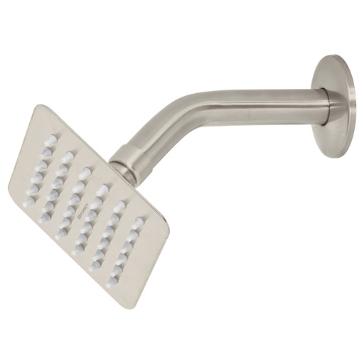 [47740] Regadera cuadrada 4', acero inox, con brazo, satín, Túbig R-413N