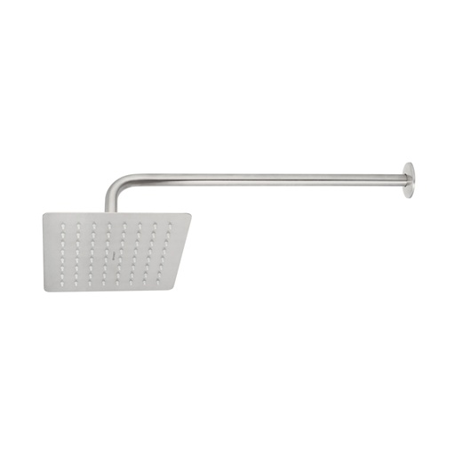 [47744] Regadera cuadrada 8', acero inox, con brazo, satín, Túbig R-415N