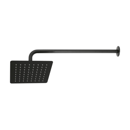 [47750] Regadera cuadrada 8', acero inox, con brazo, negro, Túbig R-415M