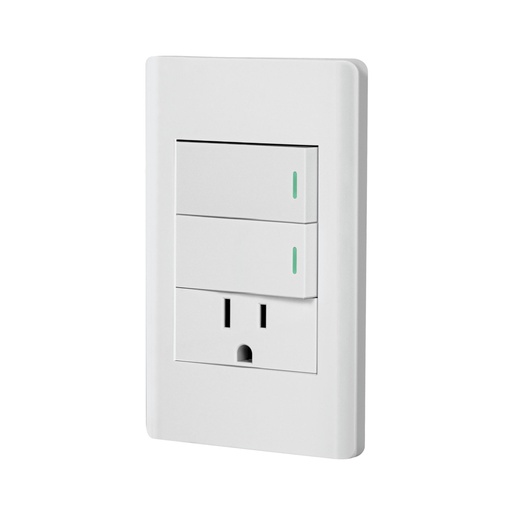 [47967] Placa armada blanca 2 interruptores y contacto 1 mód,Lisboa PA-APCO-L2B
