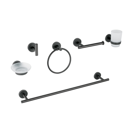 [47975] Juego de 6 accesorios para baño acabado negro, Foset Tubig TBA-7000M