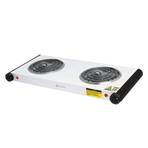[48127] Parrilla eléctrica 2 quemadores en espiral, blanca, VOLTECK PAEL-2C