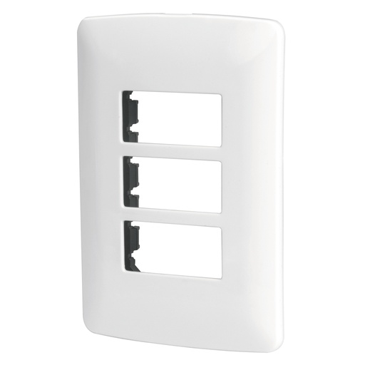 [48136] Placa 3 módulos de ABS, línea Italiana, color blanco PPTR-IB
