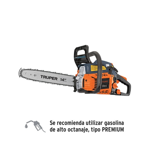 [102735] Motosierra 38 cc a gasolina con barra de 14', Truper MOT-3814