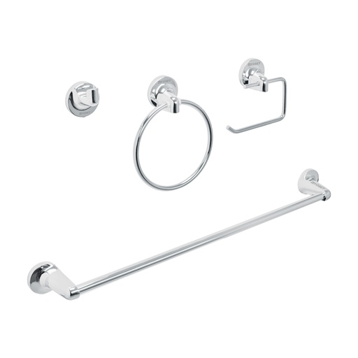 [49164] Juego de 4 accesorios para baño metálicos, Foset Aqua AQA-4004