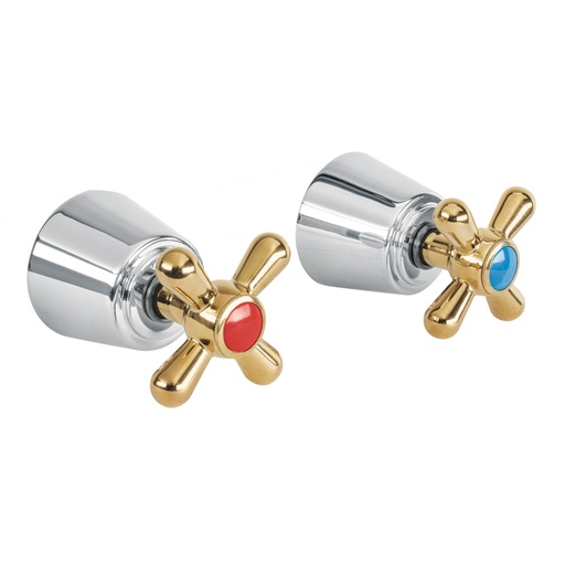 [49630] Juego de manerales de cruceta para regadera, cromo oro,Aqua AQMR-61G