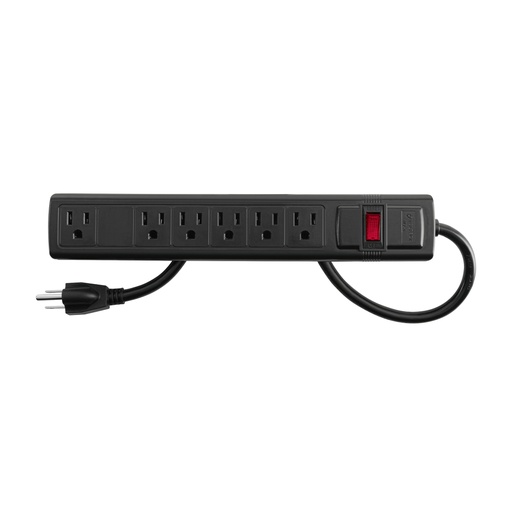 [49859] Multicontacto 16 AWG doméstico con 6 entradas, negro Volteck MUL-6N
