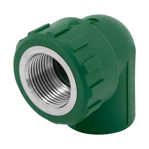 [49862] Codo 90° PPR, 3/4', rosca hembra con inserto metálico, Foset CV-502