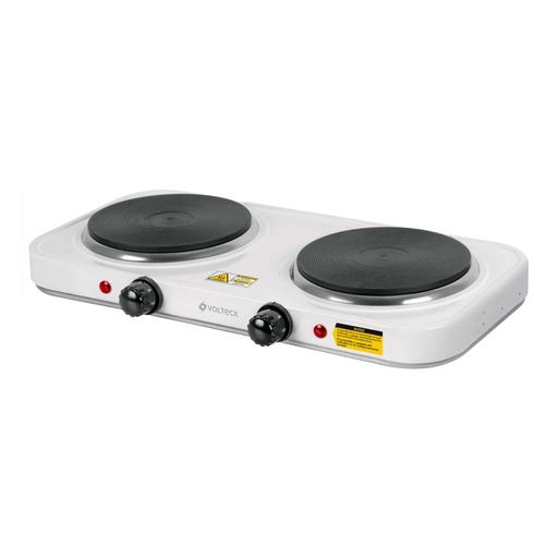 [49990] Parrilla eléctrica 2 quemadores de disco, blanca, VOLTECK PAEL-2CD
