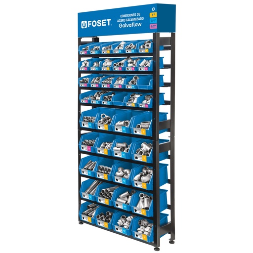 [55862] Rack con conexiones de acero galvanizado, Foset R-CG-FOS