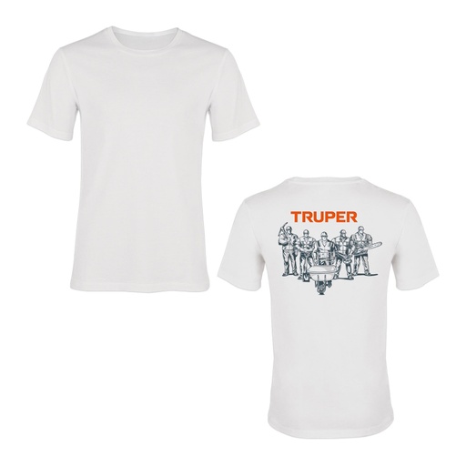 [60010] Playera cuello redondo para hombre, blanca, EG, Truper CAM-BLA-42