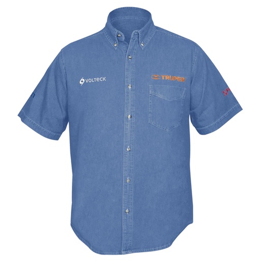 [60340] Camisa de mezclilla manga corta para hombre, CH, Truper CAM-MEZ-CS