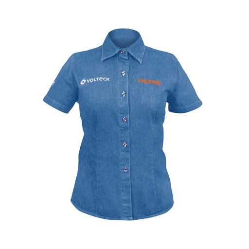 [61102] Camisa de mezclilla manga corta para mujer, M, Truper CAM-MEZ-DCM