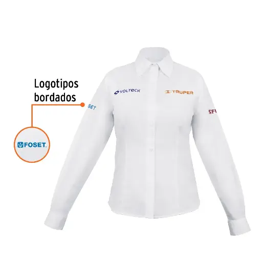 [63107] Camisa manga larga para mujer, blanca, M, Truper CAM-BCO-DLM