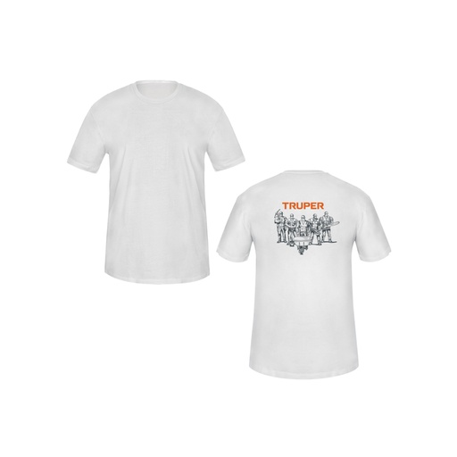 [68121] Playera cuello redondo para hombre, blanca, CH, Truper CAM-BLA-36