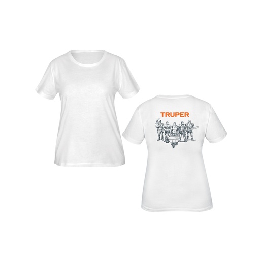 [68123] Playera cuello redondo para mujer, blanca, CH, Truper CAM-BLA-26D