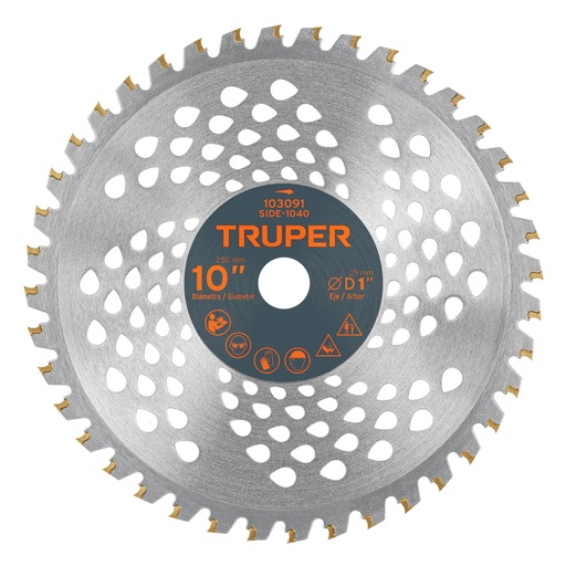 [103091] Disco sierra 10' para desbrozadoras, 40 dientes, TRUPER SIDE-1040