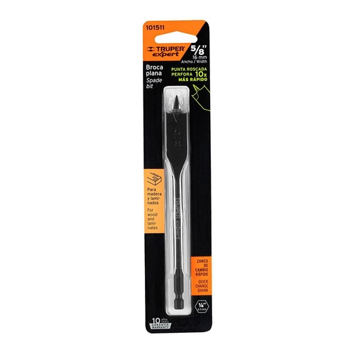 [101511] Broca plana de manita 5/8' para madera, Truper Expert BPX-5/8