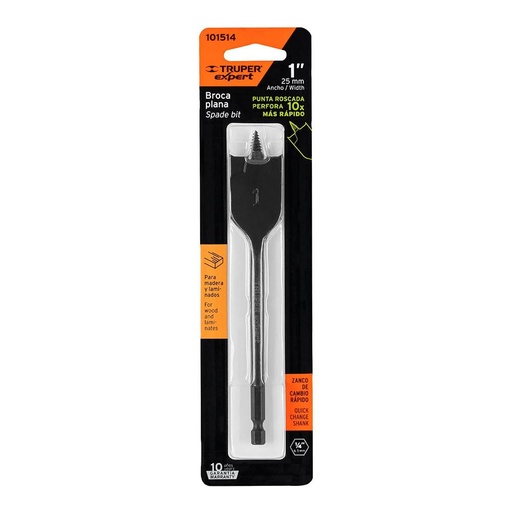 [101514] Broca plana de manita 1' para madera, Truper Expert BPX-1