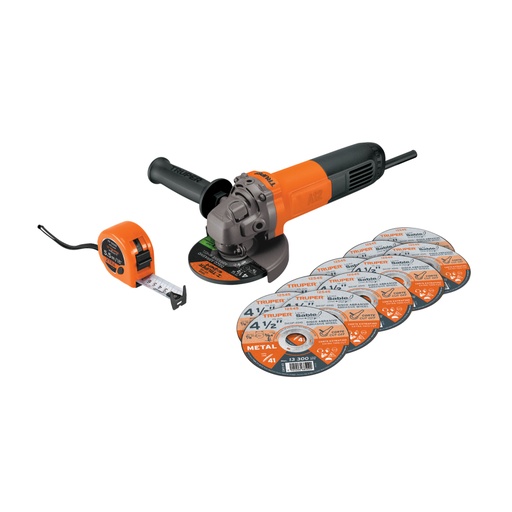[101526] Combo esmeriladora 4-1/2', 700W, discos y flexómetro, PRO COMBOE-4-1/2A12