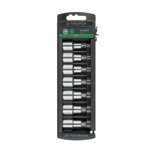 [102237] Juego de 7 dados cuadro 1/2' punta torx, Truper JPT-1/2X7T