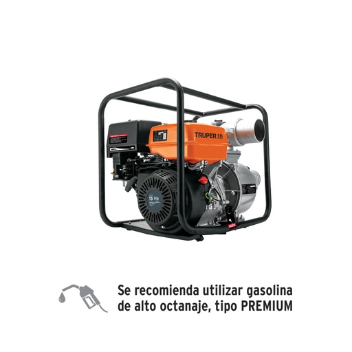 [102405] Motobomba autocebante 4'x4', gasolina 15HP, agrícola, TRUPER MOTB-4X