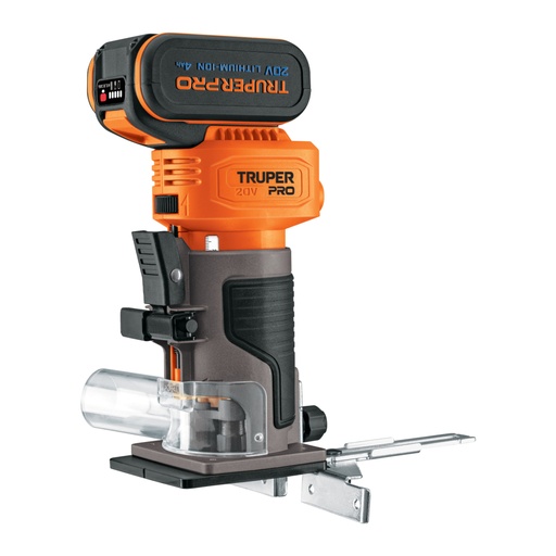 [102865] Router (Rebajadora) 1/4', 1 batería 4 Ah, TRUPER PRO ROUI-20A