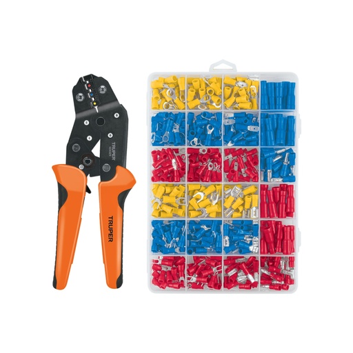 [103328] Kit de crimpadora y 500 terminales con aislamiento, Truper PCT-8K