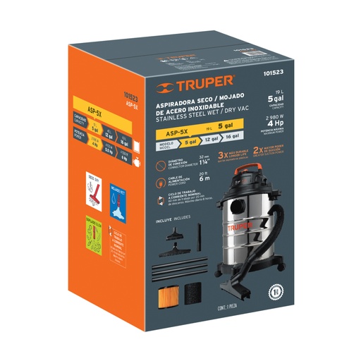 [103121] Caja de empaque de repuesto para ASP-5X, Truper CJ-ASP-5X