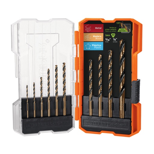 [11399] Juego de 10 brocas HSS para metal en estuche, Truper Expert JBAV-10
