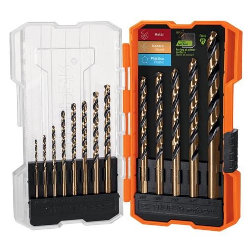 [11402] Juego de 13 brocas HSS para metal en estuche, Truper Expert JBAV-13