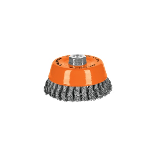 [11541] Carda copa 5' alambre trenzado fino, eje 5/8'-11, Truper CT-612