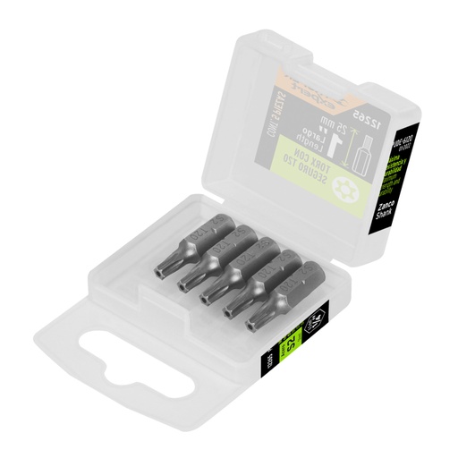 [12265] Estuche con 5 puntas torx T20 con seguro largo 1', Expert PUDE-6120