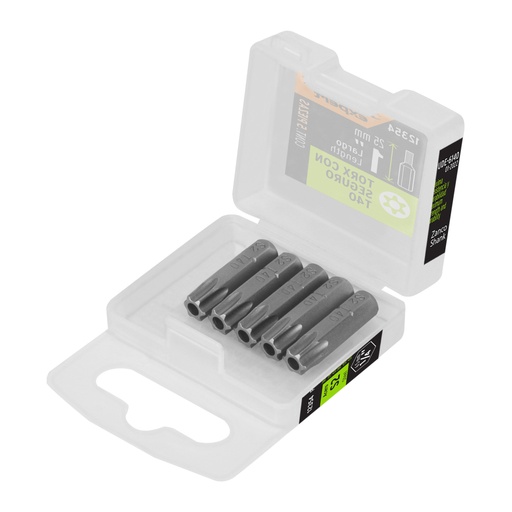 [12354] Estuche con 5 puntas torx T40 con seguro largo 1', Expert PUDE-6140