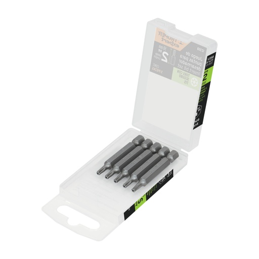 [12358] Estuche con 5 puntas torx T15 con seguro largo 2', Expert PUDE-6215
