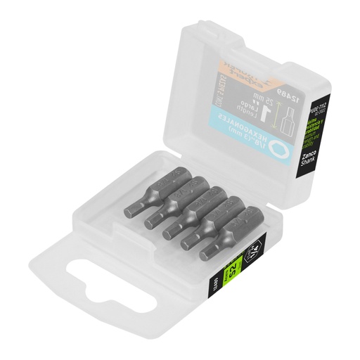 [12489] Estuche con 5 puntas hexagonales de 1/8mm largo 1', Expert PUDE-7112