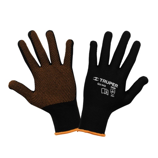 [12651] Guantes de poliéster con puntos de PVC en palma, M, TRUPER GU-442