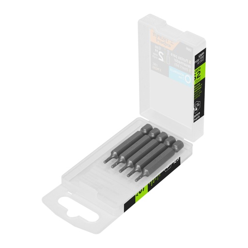 [12691] Estuche con 5 puntas hexagonales de 2 mm largo 2', Expert PUDE-7202
